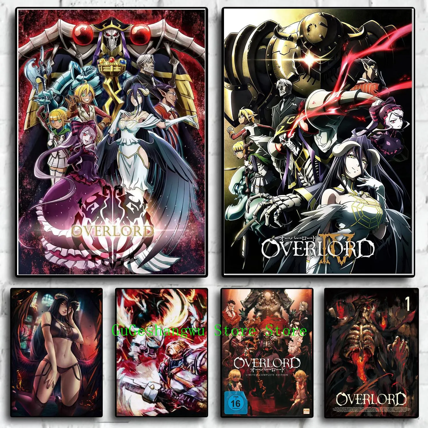 

Overlord 4 Манга Мультфильм холст художественный плакат и настенный художественный принт современная семейная Спальня Декор плакаты