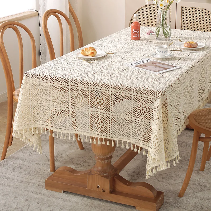 

Vintage lace hollow out small antependium cloth round tea table_AN2403