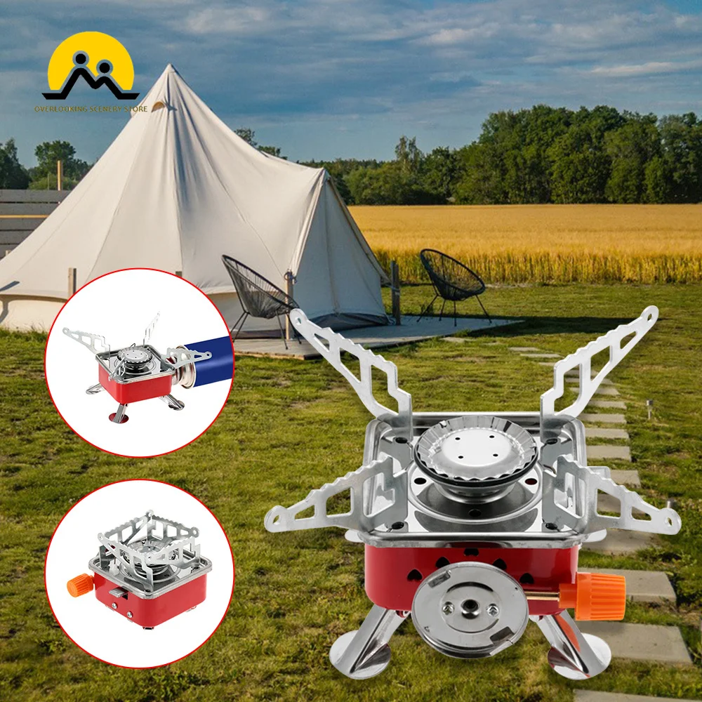 

Уличная мини-горелка, газовая плита для кемпинга, устойчивая к ветру, уличная сильная огнеупорная плита, нагреватель, портативная складная Ультралегкая плита для пикника