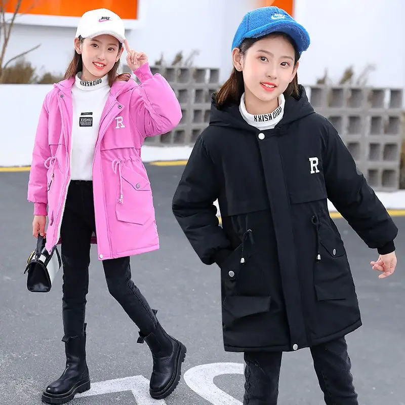 

Winter Clothes for Kids Girls Hooded Parkas Cotton Coat New Year Child Fashiona Autumn Korean Version Windbreaker Down Jackets