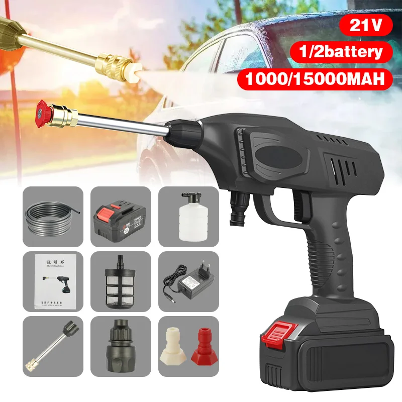 

15000Ah Cordless High Pressure Car Washer Spray Water Gun Portable Car Wash Water Nozzle Pressure Cleaner Cleaning Machine