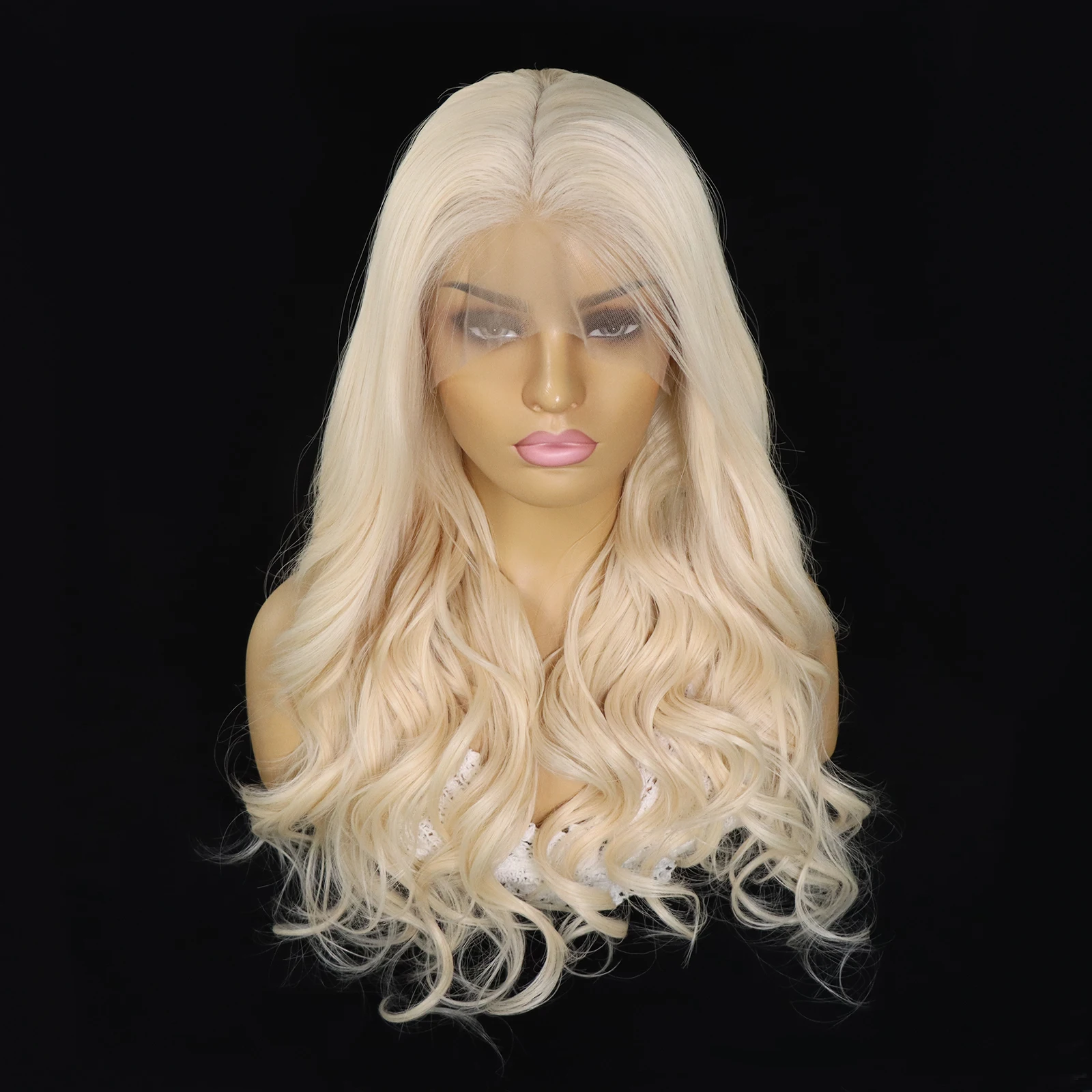 613 Медовый блондин Объемная волна Парик Синтетические волосы Парики фронта