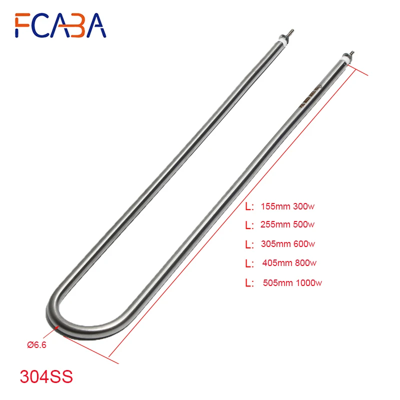 

Электрический нагревательный элемент FCABA, трубчатый нагреватель воздуха, сопротивление 220 В 300 Вт/500 Вт/600 Вт/800 Вт/1000 Вт 304SS/304SS с покрытием