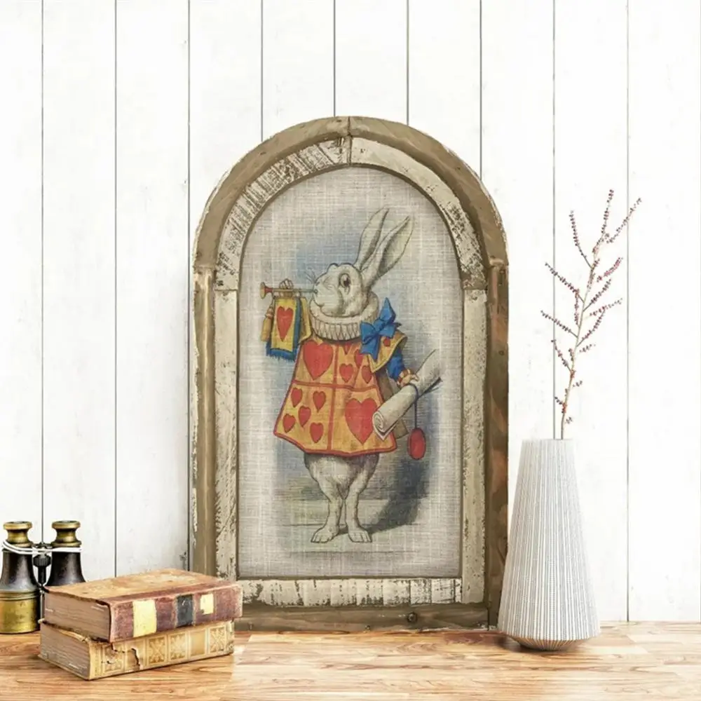 

Farmhouse Decoration Plaques Signs Wall Mounted Retro Rabbit Wall Art Hanging Painting Interesting Country Wooden Sign