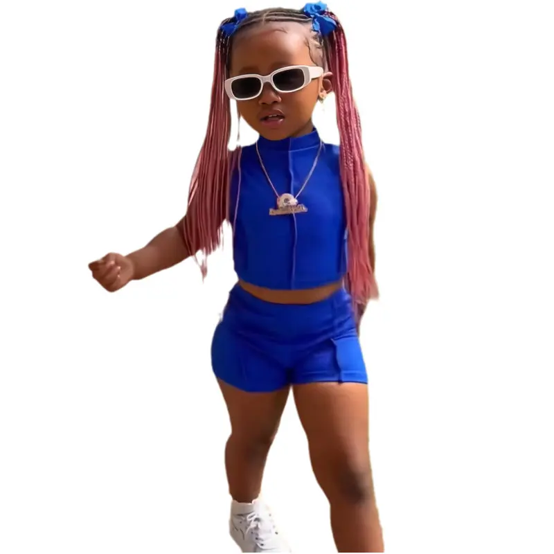 

1-8Y Children Clothing Sets Kids Vest Suit Summer Girls T-Shirt Girl Shorts Pants Clothes Children Girls Sleeveless Suit Wear