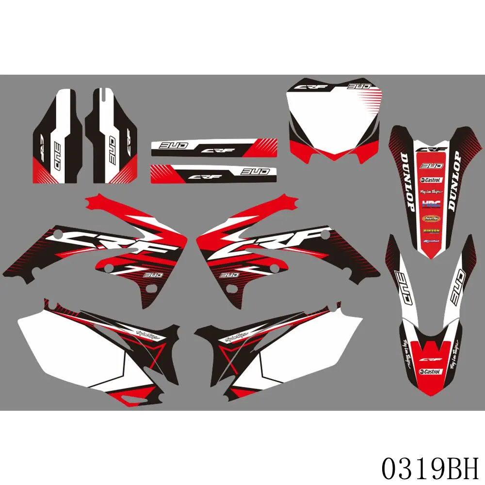 

Full Graphics Decals Stickers Motorcycle Background Custom Number Name For Honda CRF450 CRF450R CRF 450R 2009 2010 2011 2012