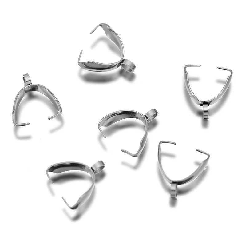 

20pcs/lot Stainless Steel Bail Clasps Connectors 2.5*9mm/3.5*11mm/4*12/5*14mm Bale Pinch Clasps Bail Pendant Necklace Clasps