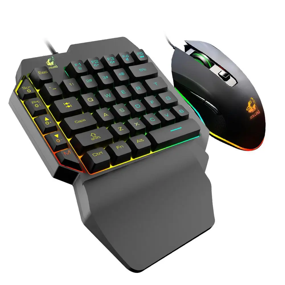 

1 Набор Проводная мембранная игровая клавиатура и мышь T1 для одной руки, комбинированный набор, эргономичный дизайн для PUBG, ПК, геймеров, опт...