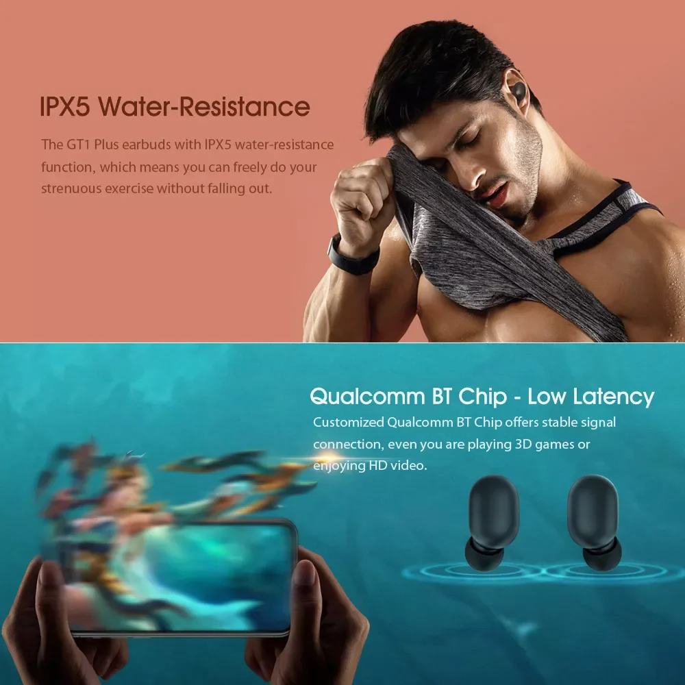 Наушники Haylou GT1 Plus BT5.0 Беспроводная стереогарнитура Qualcomm QCC3020 DSP Aptx AAC Siri Google Assistant