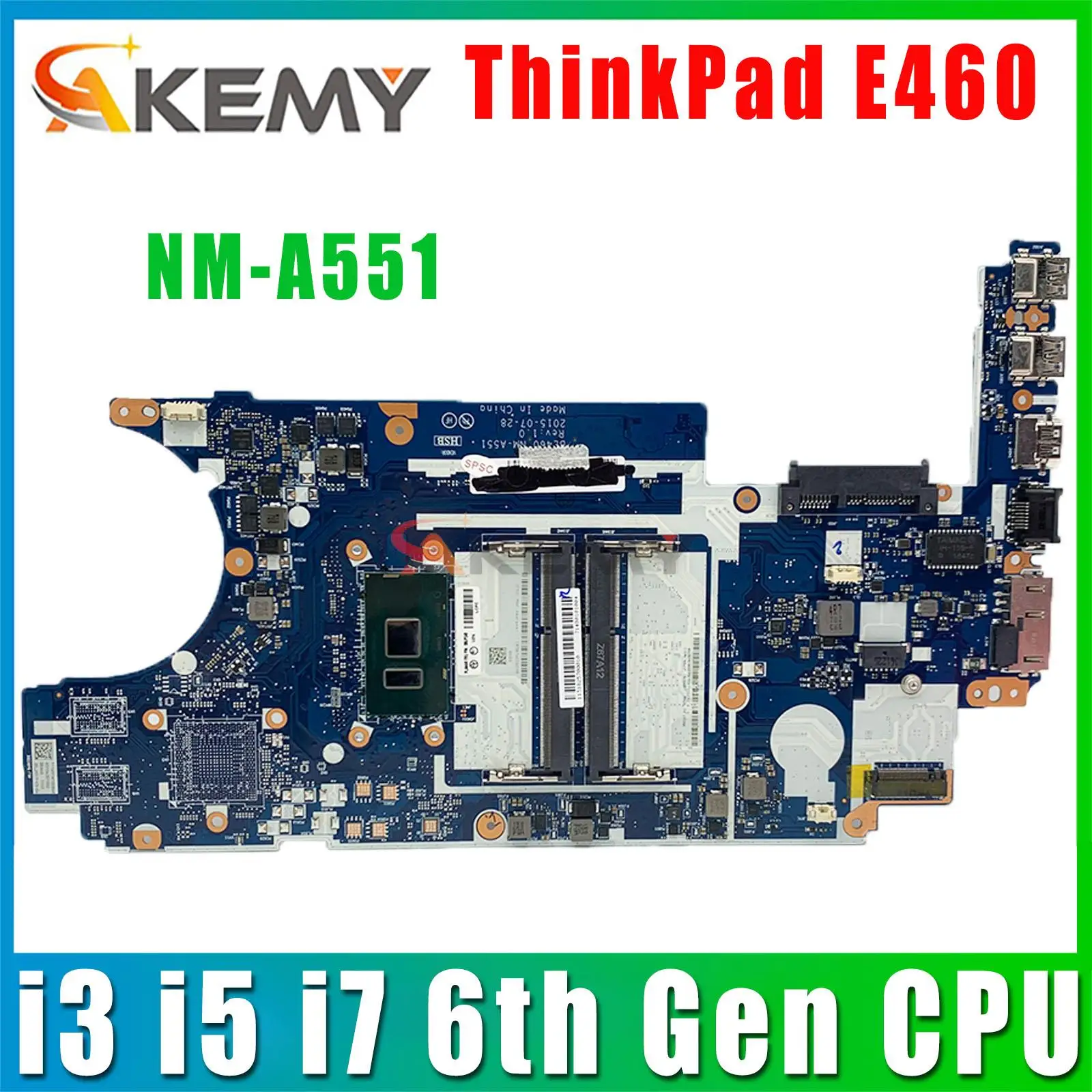 

BE460 NM-A551 Motherboard For Lenovo ThinkPad E460 Laptop Motherboard with i3 i5 i7 6th Gen CPU UAM 100% Test Work