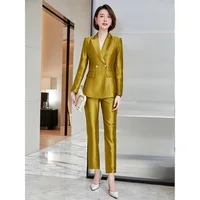 Slim Fit Blazer for Women Ladies Office Suits Double Breasted Hot Sale Fashion Clothing Pants Custom Cotton Customized