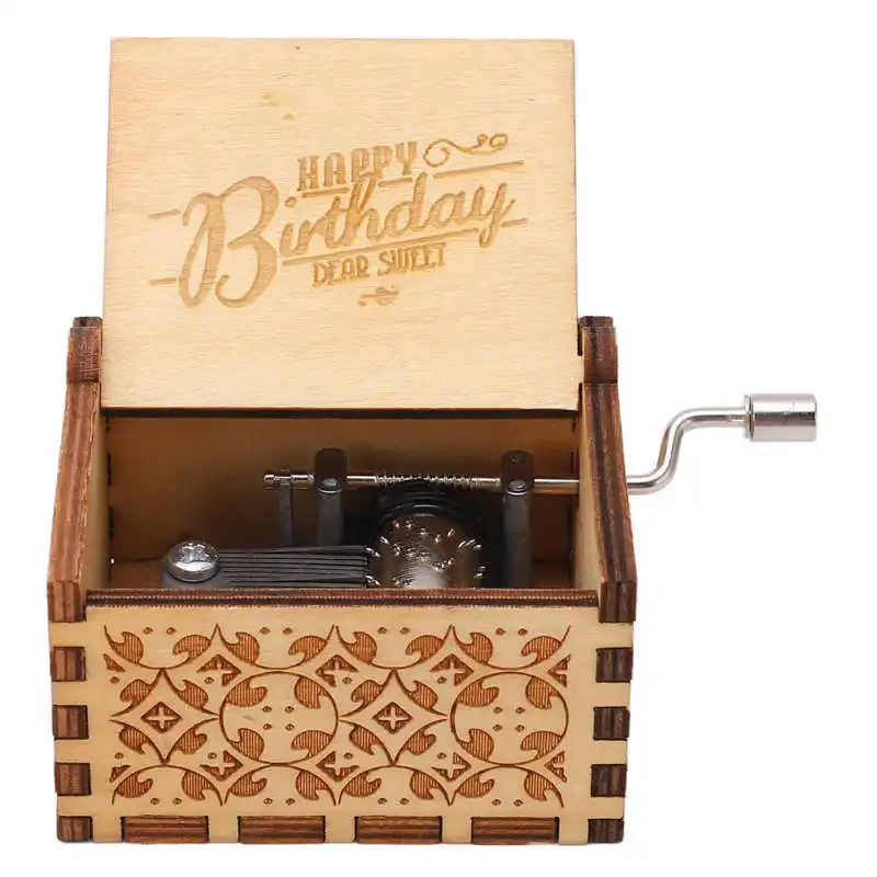

Деревянная Музыкальная шкатулка на день рождения с ручным заводом в ретро стиле прочная деревянная лазерная гравировка музыкальная шкатулка подарок для детей украшение для дома и офиса