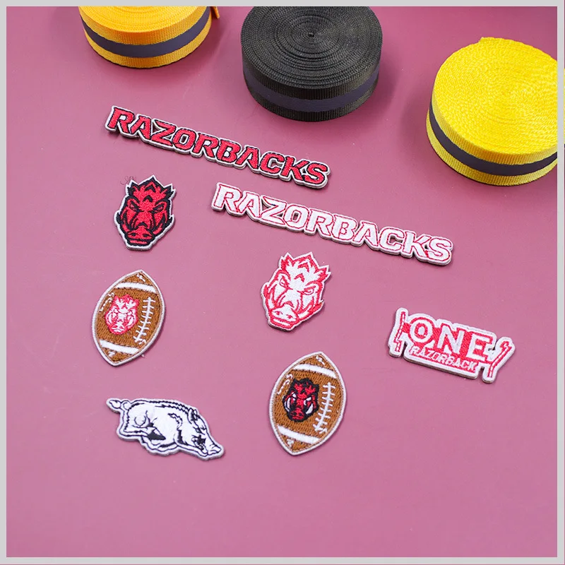 

Cartoon Embroidery Patch Rugby Wild Boar Decoration Sticker Letter Adhesive Self-adhesive Patch Clothing Accessories Patch DIY