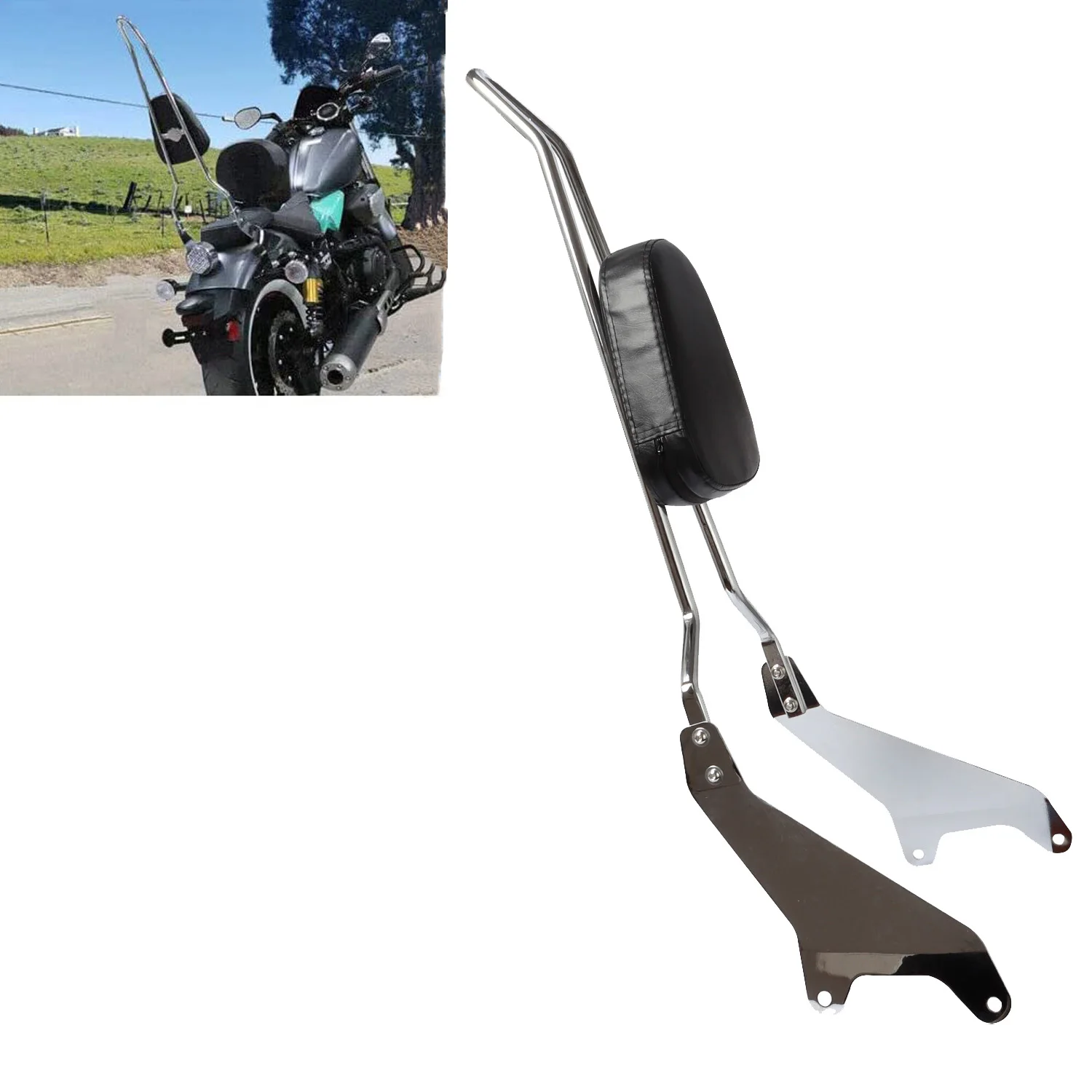 Хромированная съемная спинка для заднего пассажира с подушкой мотоцикла Yamaha Star