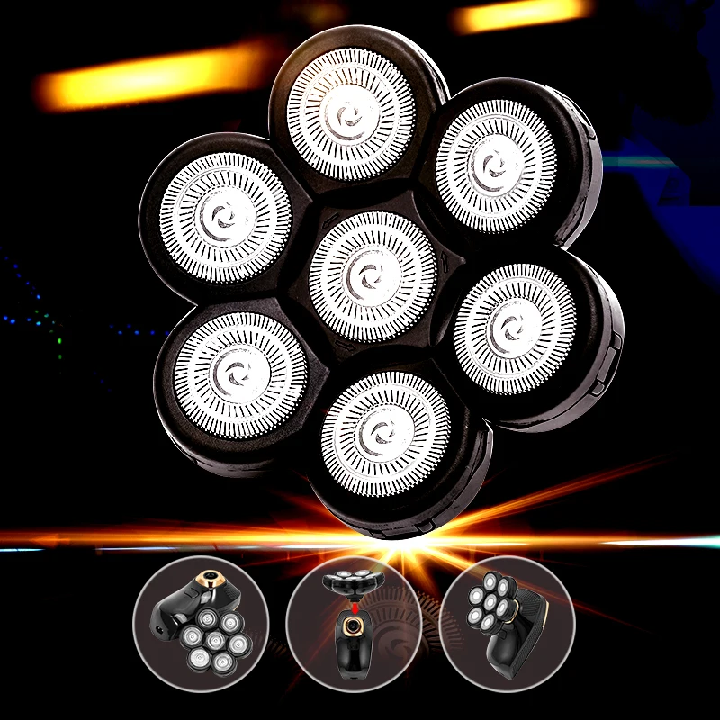 Head Electric Shaver 7d Independently 7 Cutter Floating Head Waterproof Stainless Steel Razor Blade