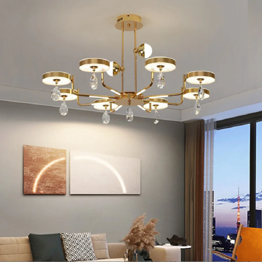 

Modern Crystal Living Room Chandelier Luxury Simple Bedroom Dining Room Ceiling Lamp Intelligent LED Indoor Decoration Lamps