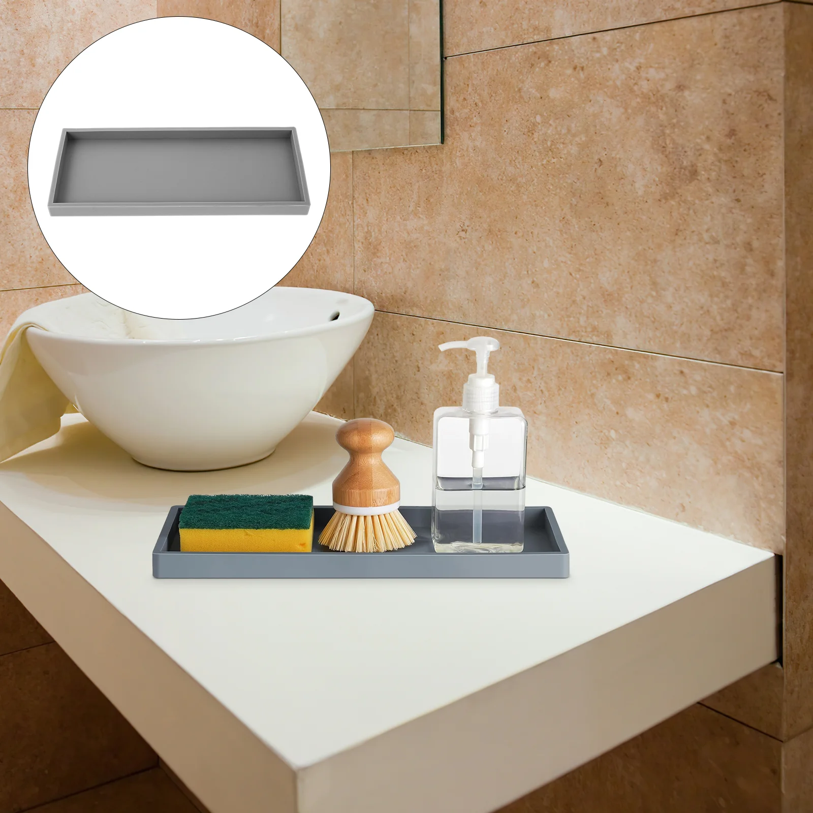 

Bathroom Vanity Tray Dish Soap Kitchen Counter Marble Decorative Trays Sink Bottles Tub Bathtub
