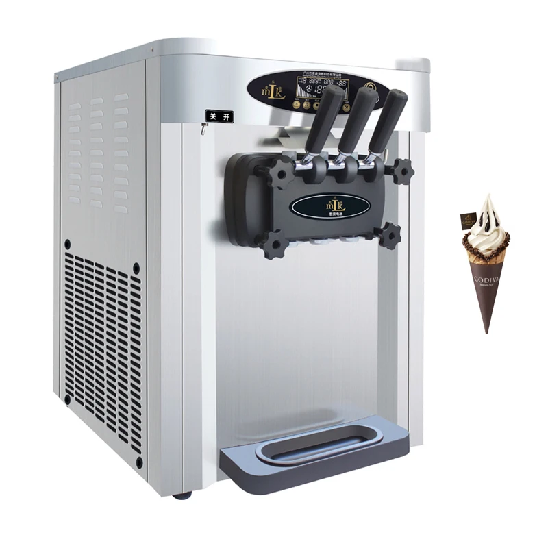 

Three Flavors Soft Ice Cream Machine Commercial Electric Desktop Ice Cream Maker Sweet Cone Vending Machine 110V 220V