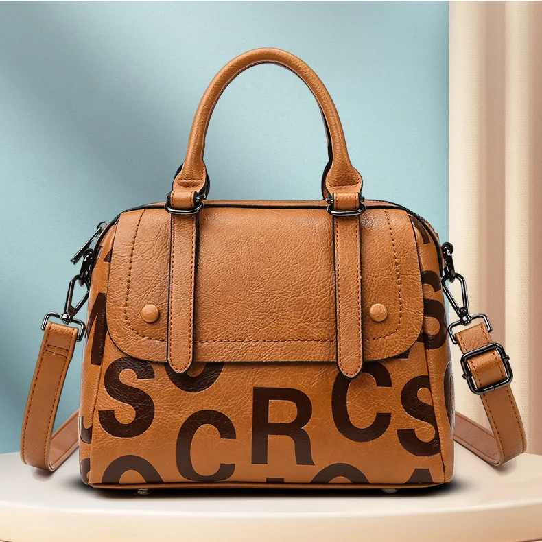 

Новинка 100%, винтажная вместительная сумка на плечо из 2023 натуральной кожи с тиснением, роскошная дизайнерская сумка