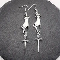 new punk fashion finger dagger pendant earrings stud earrings for women party jewelry wholesale