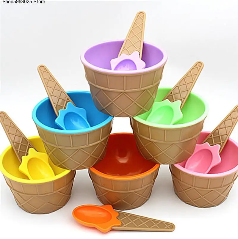 

1 шт. Детские чаши для мороженого чашка для мороженого парные чашки подарки контейнер для десертов с ложкой лучший подарок для детей