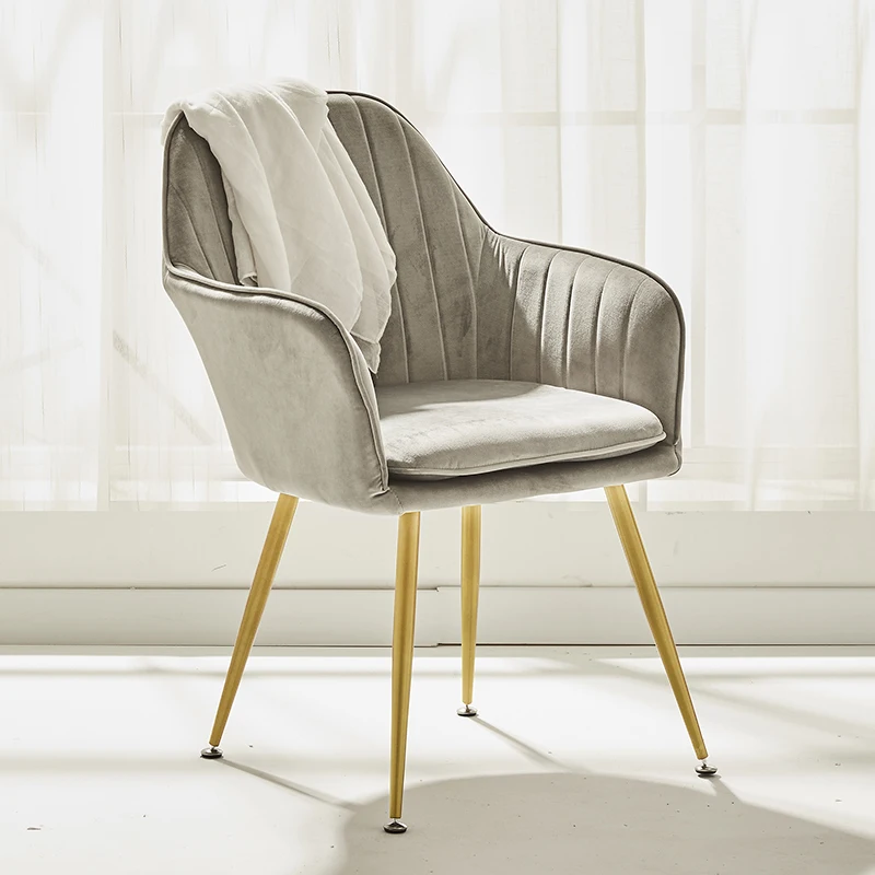 

Ergonomic Luxury Dining Chairs Armchair Velvet Relaxing Waiting Chair Backrest Pink Makeup Soft Cadeiras Kitchen Furniture AADC