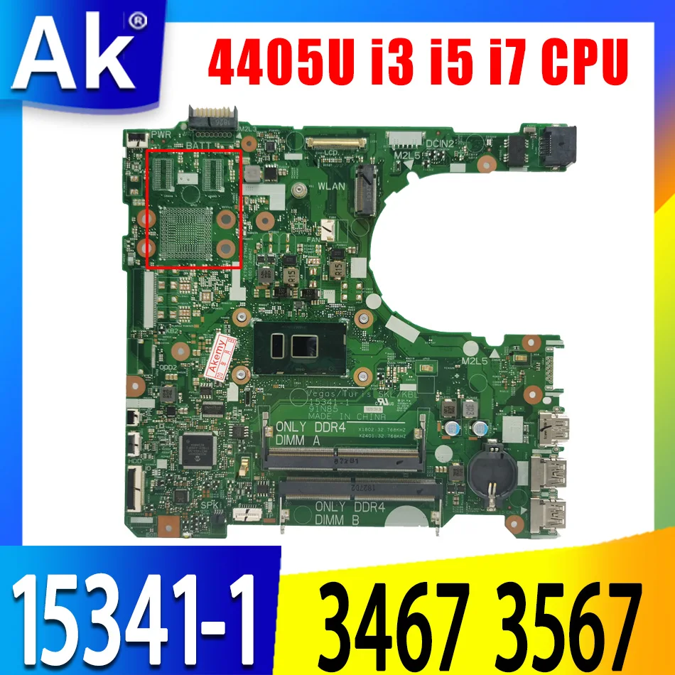 

15341-1 For dell Inspiron 14 3467 15 3567 Notebook Motherboard CN-0RY2Y1 Mainboard w/ 4405U i3 i5 i7 7th Gen CPU CN-0NP4RY UMA