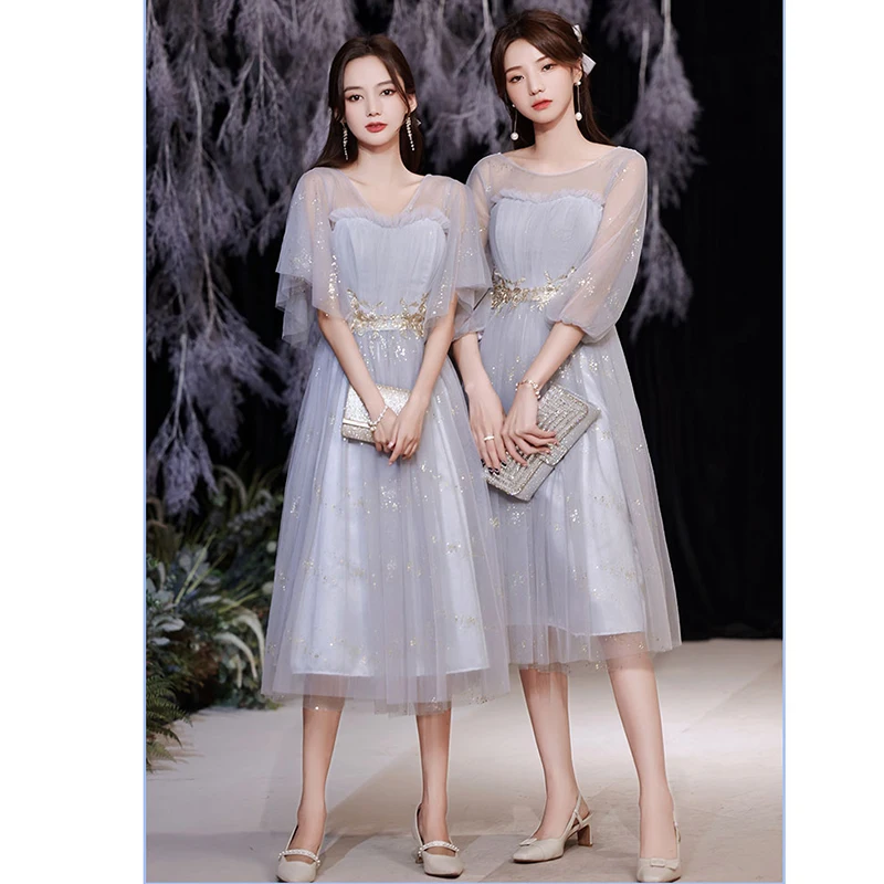 

Серое платье подружки невесты для свадьбы элегантное сексуальное женское вечернее платье хора с блестками элегантная сказочная темпераме...