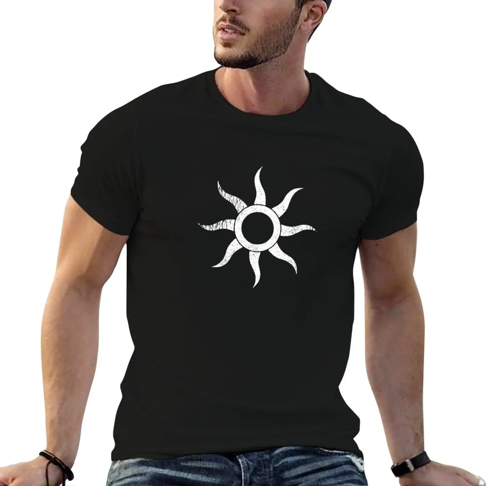 Фото Футболка Nilfgaard (Worn White), забавные футболки, хлопковые футболки с аниме-принтом для мужчин, мужская футболка, роскошная футболка №1