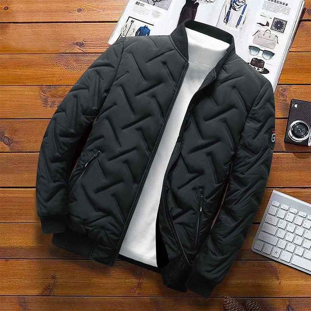 

Bomber Jacket For Men Thicken Cotton Padded Quilted Jacket Men Baseball Jacket Warm Coat Street Fashion Coat Plus Size XXXL