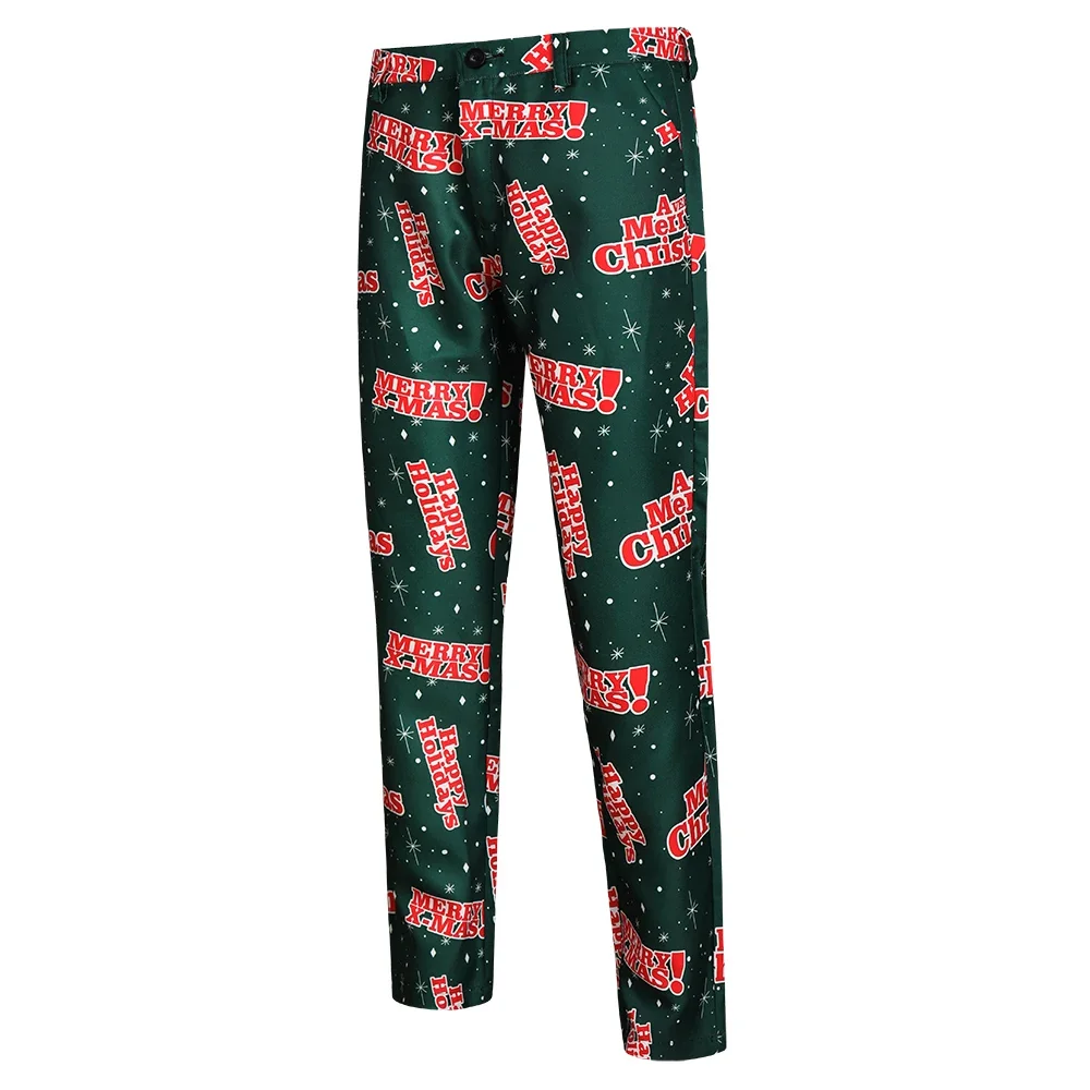 2024 Рождественский костюм Брюки Мужчины Санта-Клаус с принтом Slim Fit Мужское платье