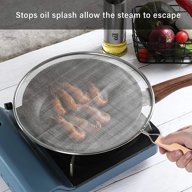 

Stainless Steel Splatter Screen for Frying Pans Mesh Guard for Kitchen Cooking Hot Oil Splash Splatter Pot Cover