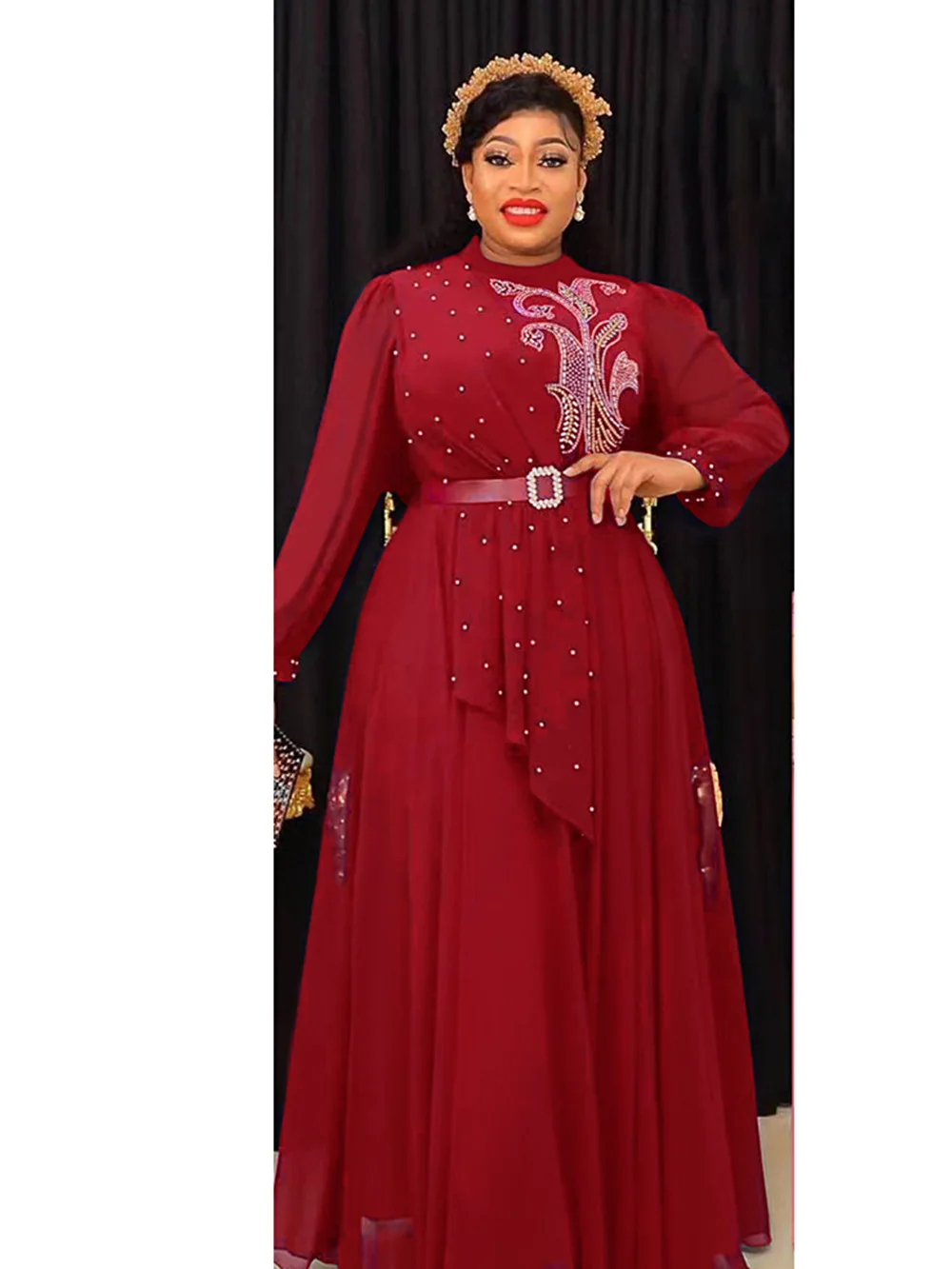 Ramadan Arabic Muslim Evening Party Long Dresses for Women Abaya Dubai Kaftan African Chiffon Maxi Dress Turkey Islam Clothing