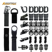 34pcs molle tactical backpack carabiner outdoor d ring locking gear clip plastic snap buckle keychain attachments for vest belt
