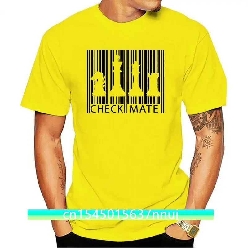 

New Chess Barcode Mens Funny T-Shirt Board Game Player Set Pieces Timer Clock