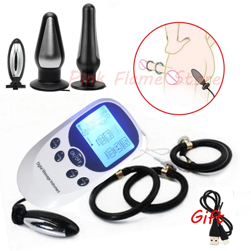 

Electro Shock Therapy Conductive Penis Ring,Electric Stimulation Anal Butt Plug SM E-stim Sex Toys For Male Electric Stimulator