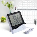 Цифровая метеостанция с термометром и гигрометром, настенный комнатный и уличный датчик влажности с ЖК-дисплеем и будильником