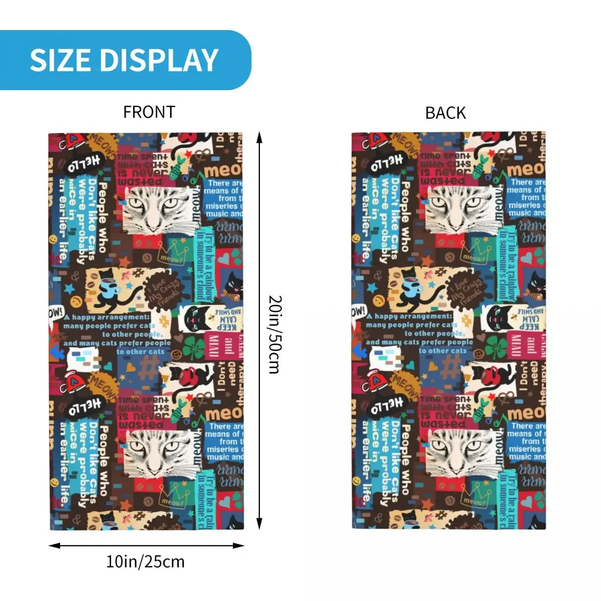 Бандана для любителей кошек гетры с принтом цитаты о Балаклава шарф теплый