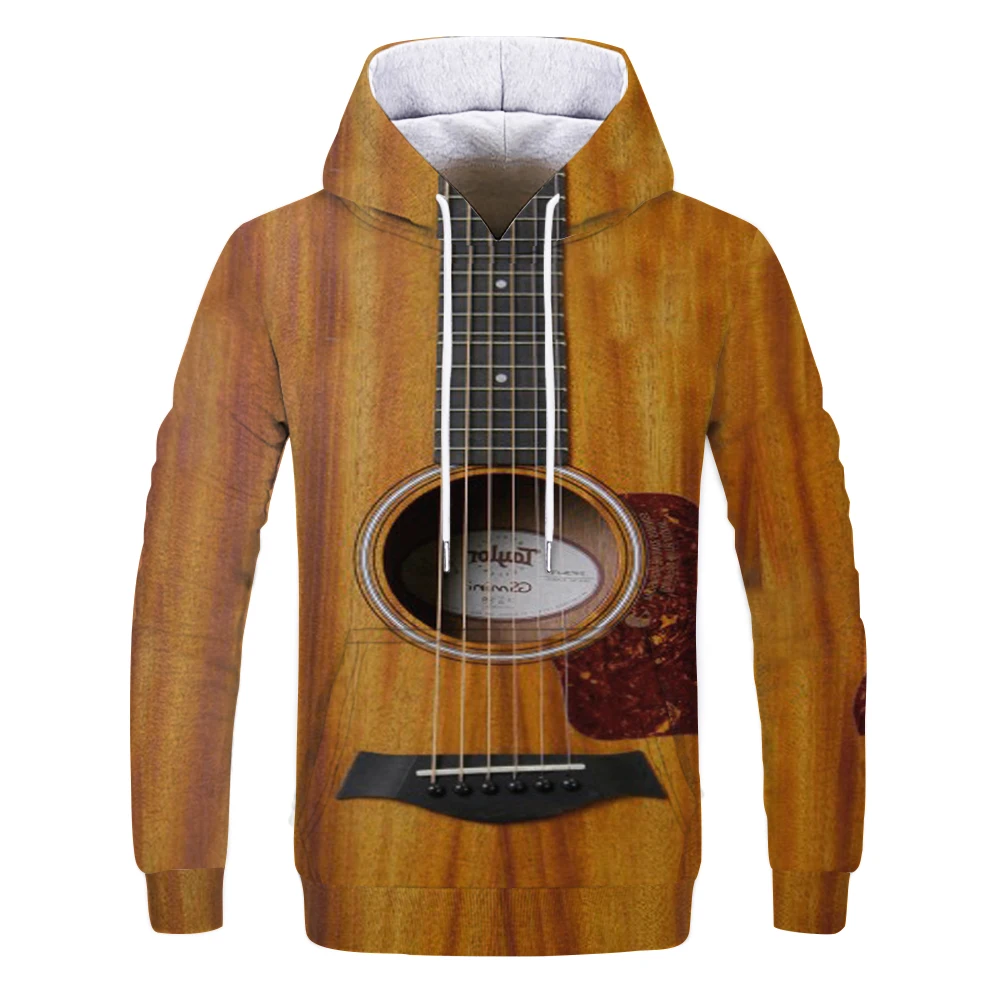 Rock Style 3D Sweatshirts Men/Women Hooded Guitar Print Pullover Harajuku Casual Streetweaer Thin Loose Hoodies