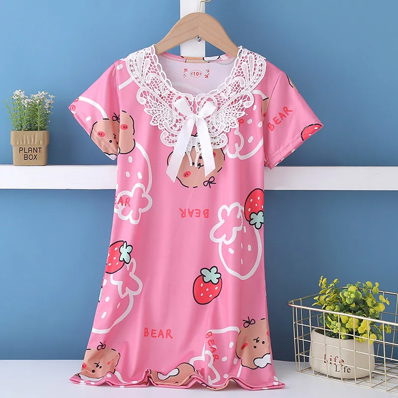 Новинка модная ночная рубашка для девочек домашняя одежда лето 2022 Детская Пижама