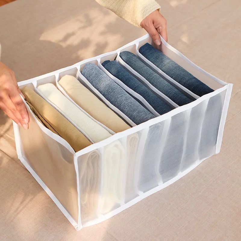 

Jeans Compartment Storage Box Wardrobe Clothes Drawer Divider Box Pants Drawer Washable Home Underwear Panties Socks Storage Box