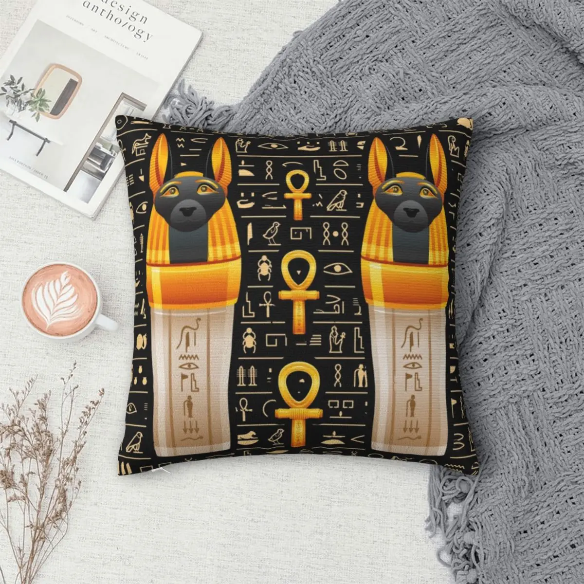 Квадратная наволочка из полиэстера древний Египетский (3) бархатная декоративная