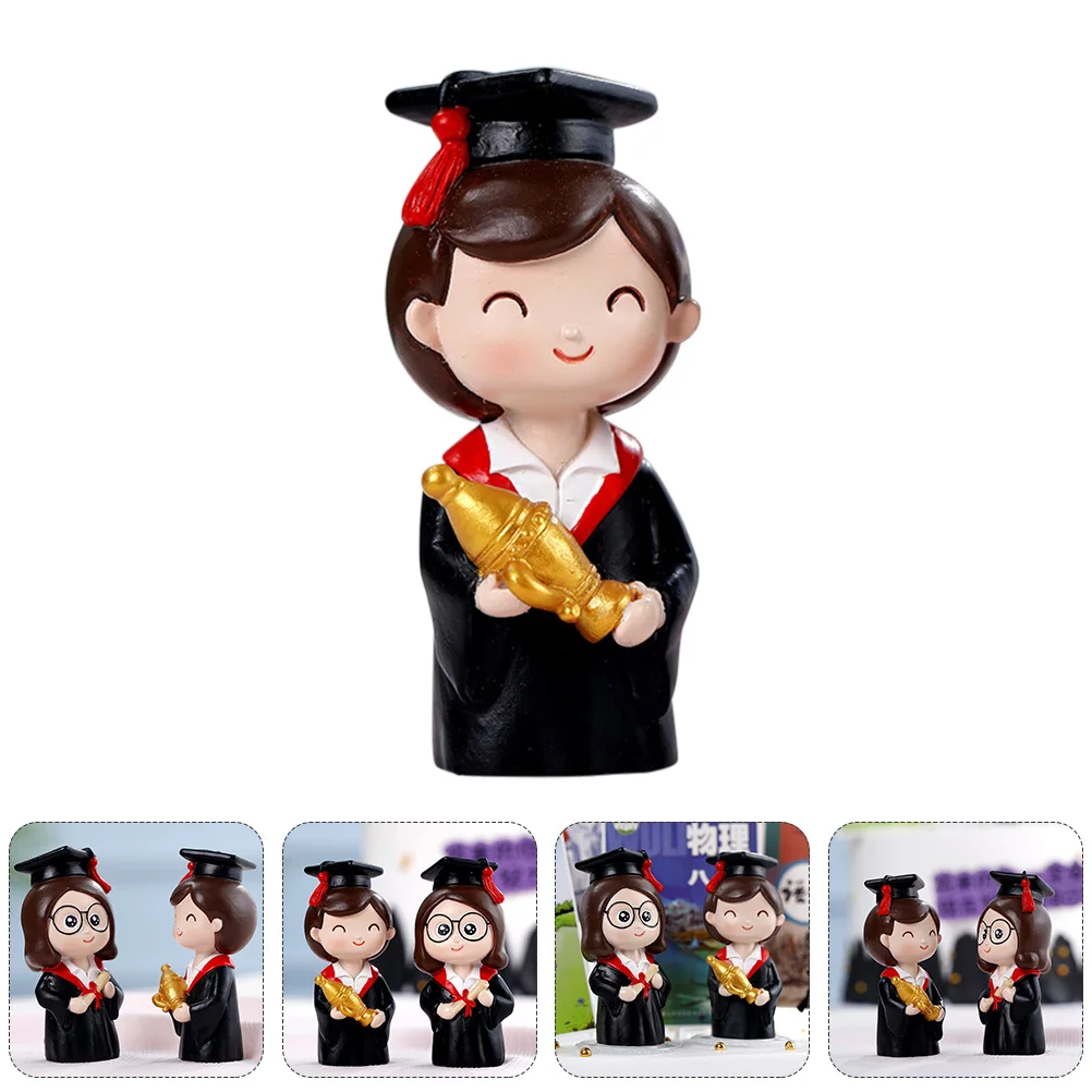

Baking Cake Decoration Student Adornment Decors Topper Mini Figurine Graduation Ornament Cartoon Sculpture Boys Gift Scale