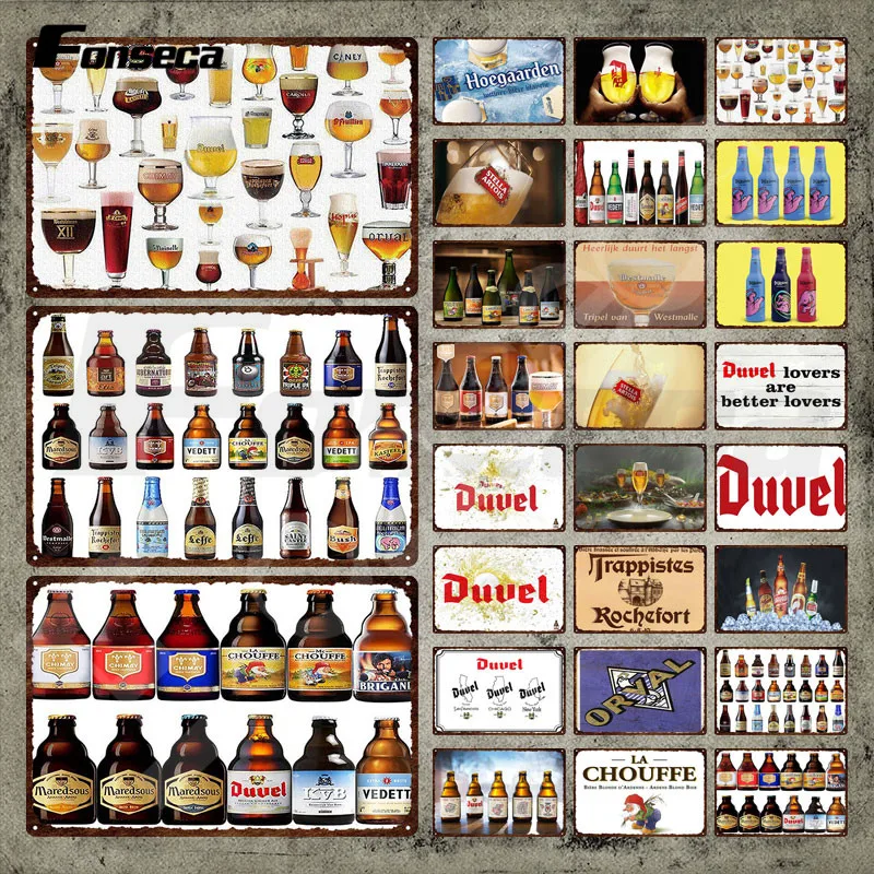 Металлический знак для пива, различные виды Дуэль Chouffe, электронная табличка для украшения бара, паба
