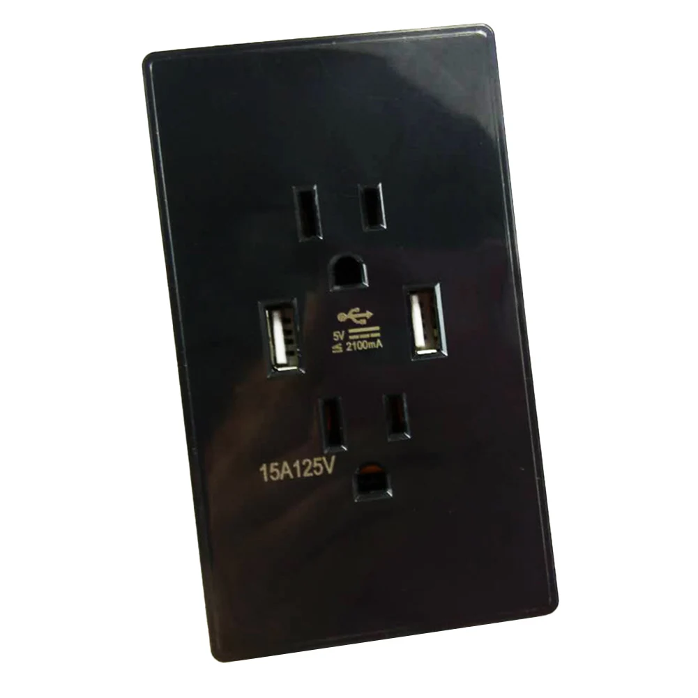 

Switches Socket Panel Wall Switch Socket 125V/15A 2 USB Ports Charger Panel Cover Multi-function 120 * 70 * 44mm