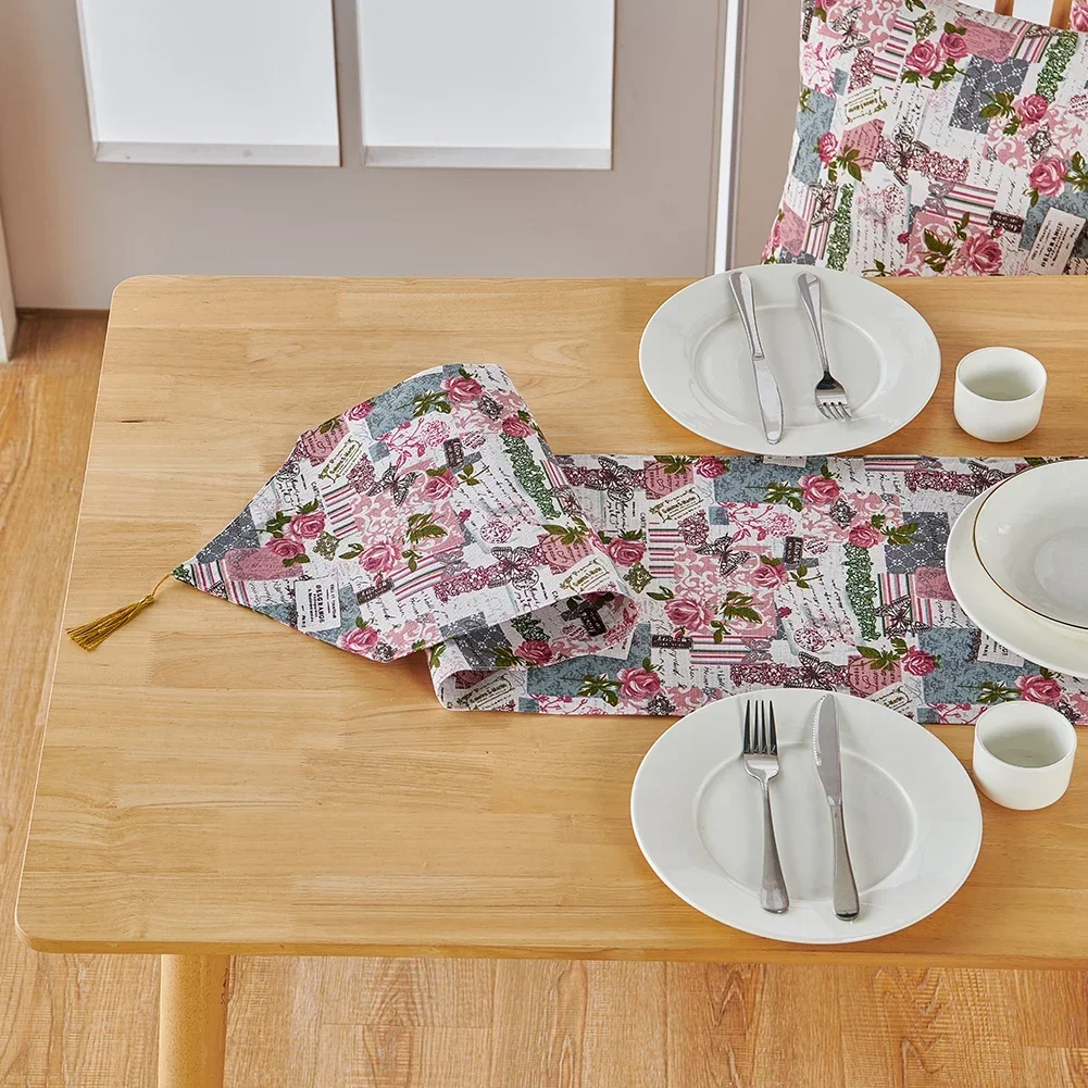 LEEJOOM Европейский стиль деревенский розовый цветочный принт скатерть полиэстер