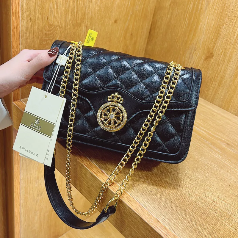 

Стеганые клетчатые сумки на плечо для женщин, кожаная сумка через плечо с цепочкой, дизайнерский мессенджер в ромбическую клетку, дамские с...