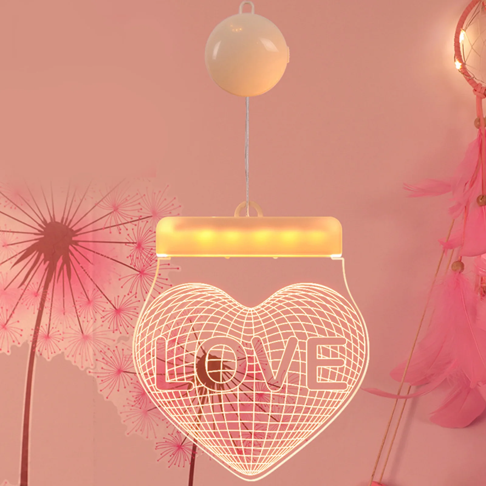 

16cm Led Hanging Lights 3D Bear Heart LED Lamps With Suction Cup Battery Operated Doors Windows Decor for Valentines Day