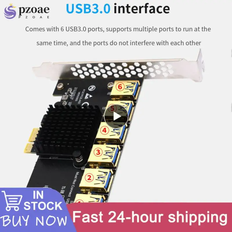 

Pci-e Slot Usb 3.0 Slot Multiplier Hub Adapter Pci-e 1x Pcie 1 To 6 Riser Adapter Office Accessories Portable Convenient Metal