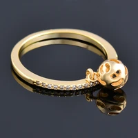 leeker korean fashion hollow ball pendant rings for women rose gold silver color crystal fashion jewelry ring 2022 trend 055 xs6